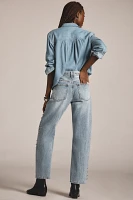 Pistola Lexi Mid-Rise Bowed Straight-Leg Jeans