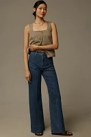 Pistola Penny Pintuck High-Rise Wide-Leg Ankle Jeans