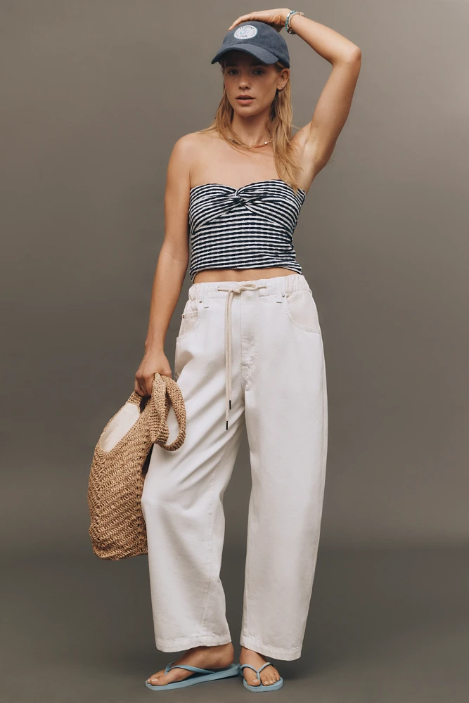 tica Jackson Drawstring High-Rise Barrel Jeans