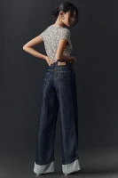 Farm Rio Denim Shine High-Rise Wide-Leg Jeans