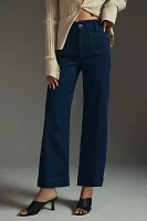 The Colette Cropped High-Rise Wide-Leg Jeans by Maeve