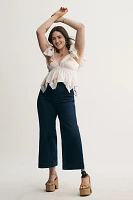 The Colette Cropped High-Rise Wide-Leg Jeans by Maeve