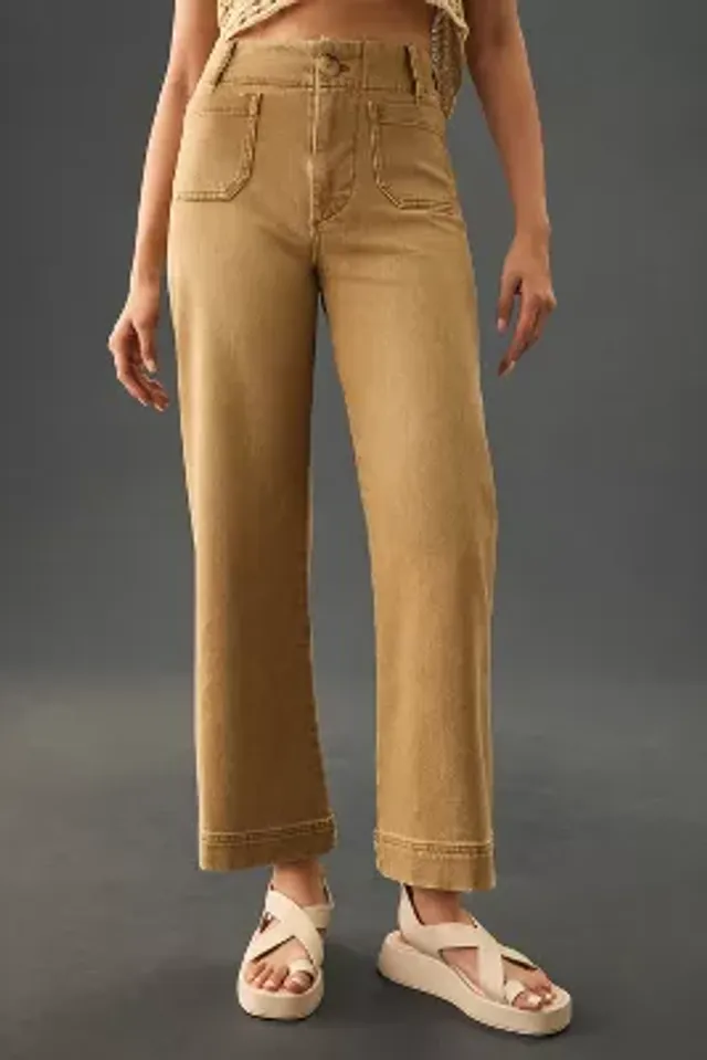 The Colette Denim Cropped Wide-Leg Jeans by Maeve