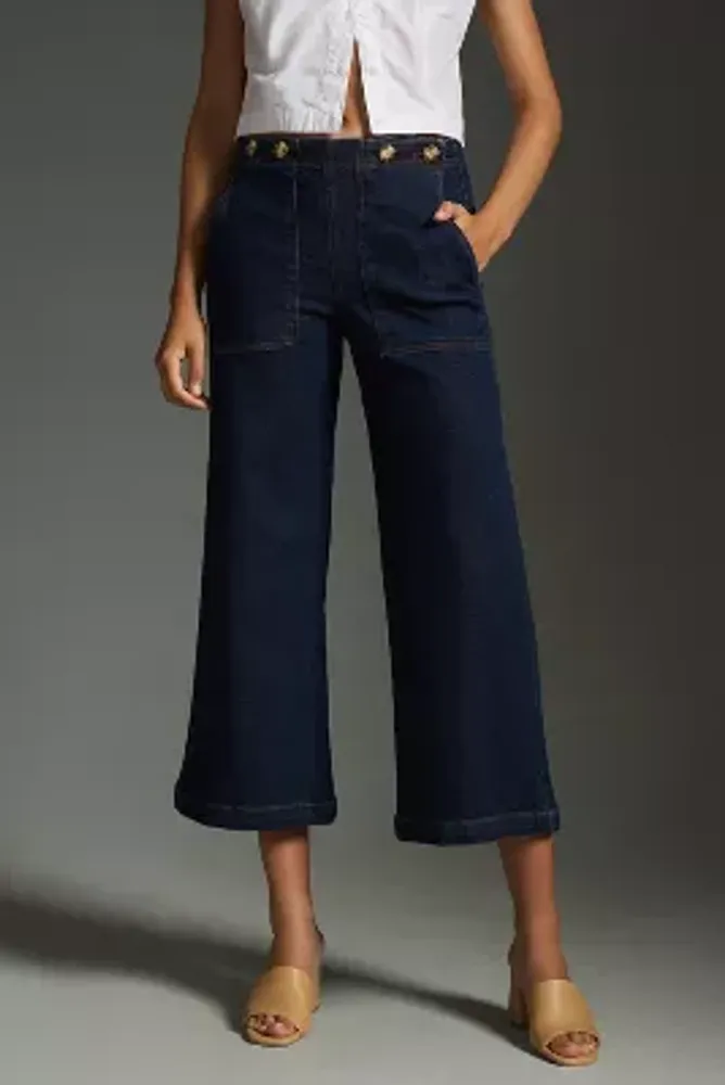 The Kit Cropped High-Rise Wide-Leg Utility Trousers by Pilcro