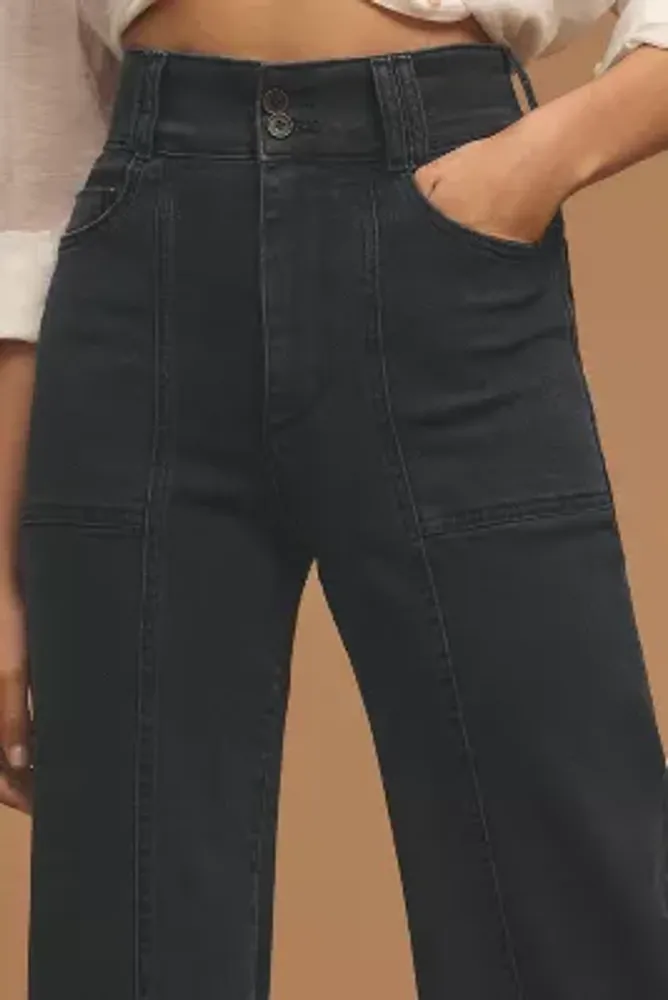 The Skipper Seamed High-Rise Cropped Wide-Leg Jeans by Pilcro
