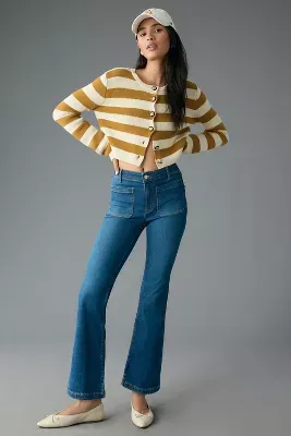 The Yaya Patch Pocket Mid-Rise Crop Flare Jeans by Pilcro