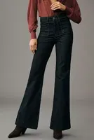 The Yaya Patch Pocket High-Rise Flare Jeans by Pilcro