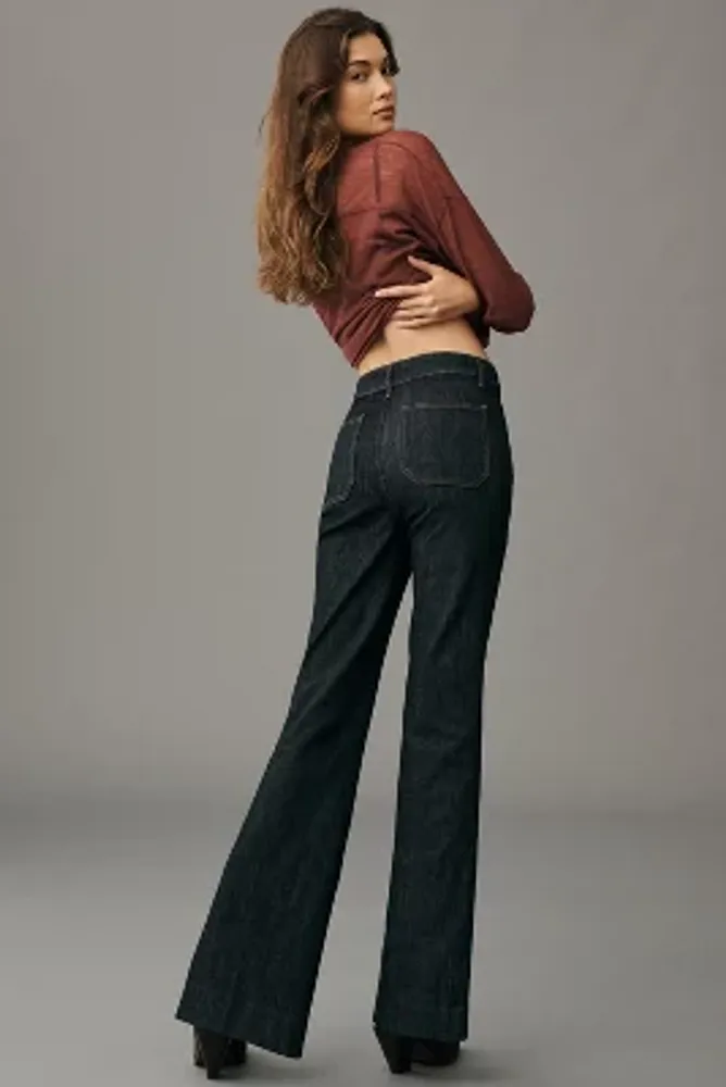 The Yaya Patch Pocket High-Rise Flare Jeans by Pilcro