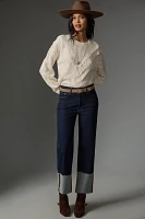 The Scotty Cuffed High-Rise Straight-Leg Jeans by Pilcro