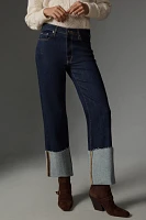 The Scotty Cuffed High-Rise Straight-Leg Jeans by Pilcro