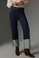 Pilcro Rinse Cuffed High-Rise Straight-Leg Jeans