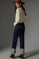 The Scotty Cuffed High-Rise Straight-Leg Jeans by Pilcro