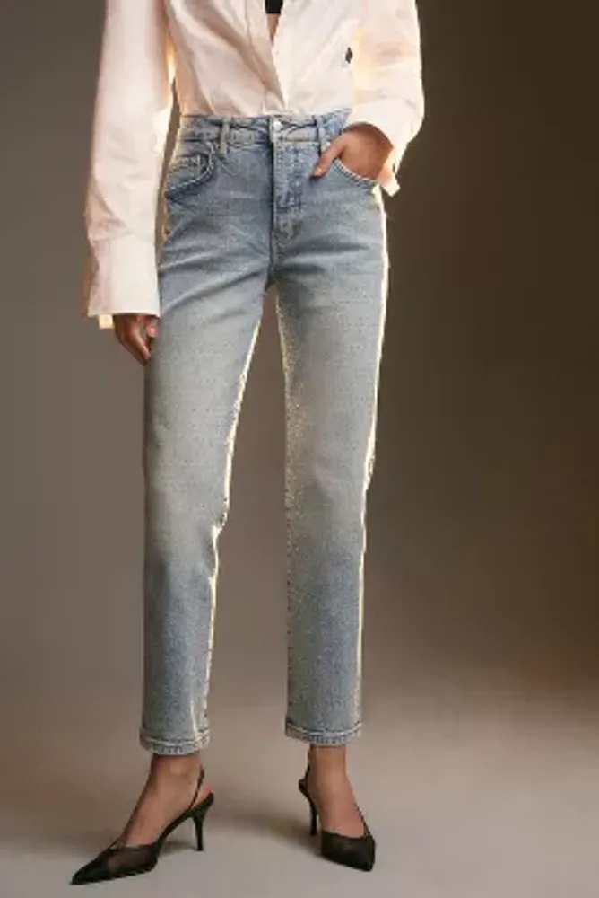 Pilcro Vintage High-Rise Gem Straight-Leg Jeans