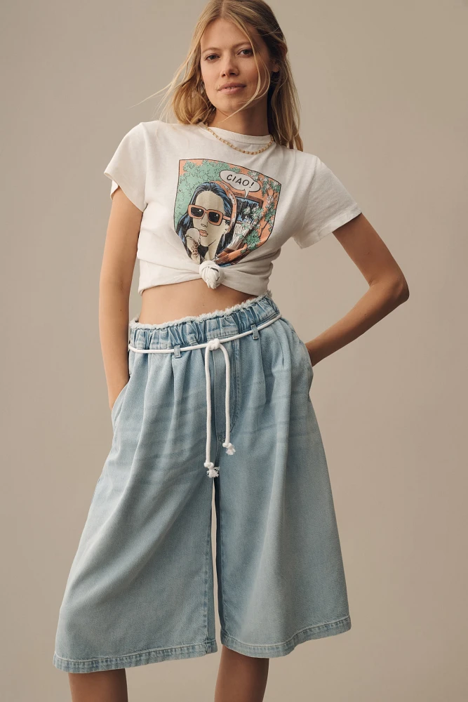 Pilcro Cropped PJ Wide-Leg Jeans