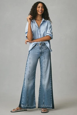 The Adi Mid-Rise Frayed Relaxed Flare Jeans by Pilcro: Soft Rework Edition