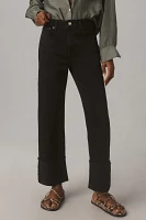 The Scotty Cuffed High-Rise Straight-Leg Jeans by Pilcro