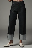 Pilcro Utility Cuff High-Rise Straight-Leg Jeans