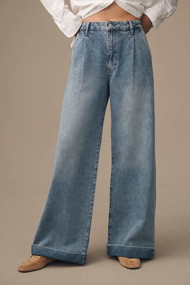 Pilcro High-Rise Pleated Cuff Trouser Jeans