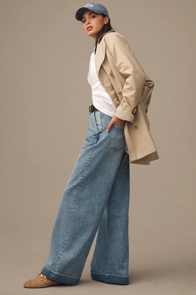 Pilcro High-Rise Pleated Cuff Trouser Jeans