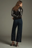 The Colette Cropped High-Rise Wide-Leg Jeans by Maeve: Sequin Sparkle Edition