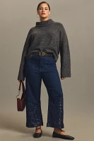 The Colette Cropped High-Rise Wide-Leg Jeans by Maeve: Sequin Sparkle Edition