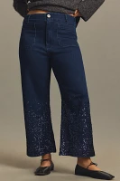 The Colette Cropped High-Rise Wide-Leg Jeans by Maeve: Sequin Sparkle Edition