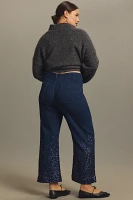 The Colette Cropped High-Rise Wide-Leg Jeans by Maeve: Sequin Sparkle Edition