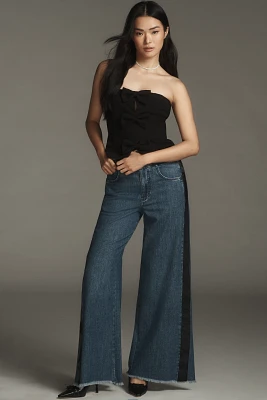 The Adi Mid-Rise Frayed Relaxed Flare Jeans by Pilcro: Tuxedo Edition