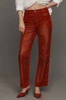 The Annie Flocked High-Rise Straight-Leg Jeans by Pilcro