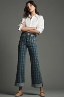 The Austyn High-Rise Cuffed Wide-Leg Jeans by Pilcro: Printed Edition