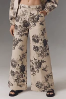 The Leon Double Hem High-Rise Wide-Leg Cuffed Jeans by Pilcro: Floral Edition