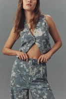 The Leon Double Hem High-Rise Wide-Leg Cuffed Jeans by Pilcro