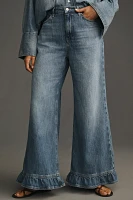 Pilcro High-Rise Wide-Leg Ruffle Flare Jeans
