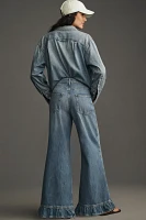 Pilcro High-Rise Wide-Leg Ruffle Flare Jeans