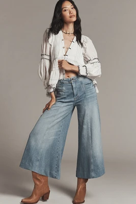 Pilcro Mid-Rise Wide-Leg Crop Jeans