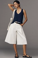Pilcro Pleated Culotte High-Rise Jeans