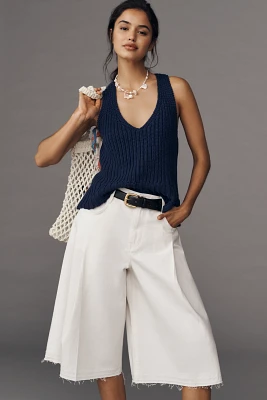 Pilcro Pleated Culotte High-Rise Jeans