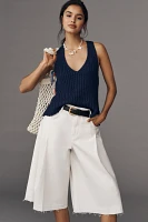Pilcro Pleated Culotte High-Rise Jeans