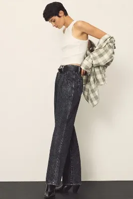 AMO Marcella Pleated High-Rise Wide-Leg Jeans