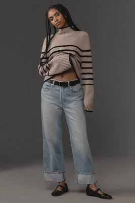 AMO Sonia Cuffed Mid-Rise Straight-Leg Jeans