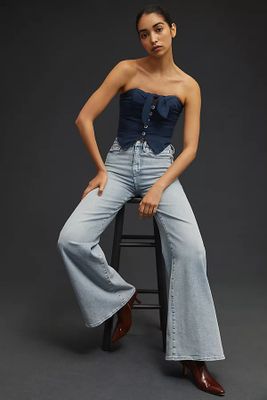 Good American Waist Palazzo Jeans By AMERICAN, Blue