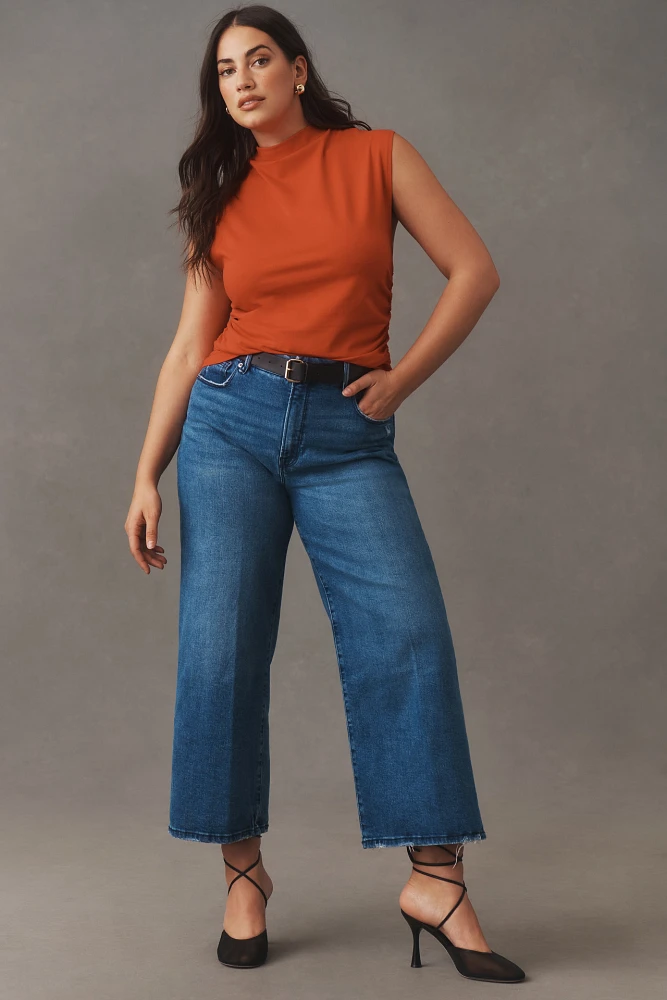 Good American Waist High-Rise Palazzo Crop Wide-Leg Jeans