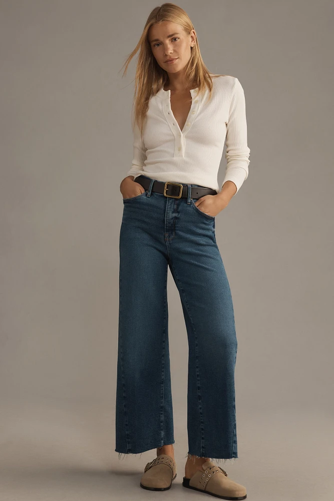 Good American Waist High-Rise Cropped Palazzo Jeans