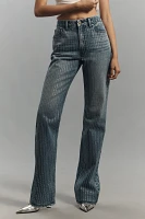 Good American Icon Rhinestone High-Rise Straight-Leg Jeans