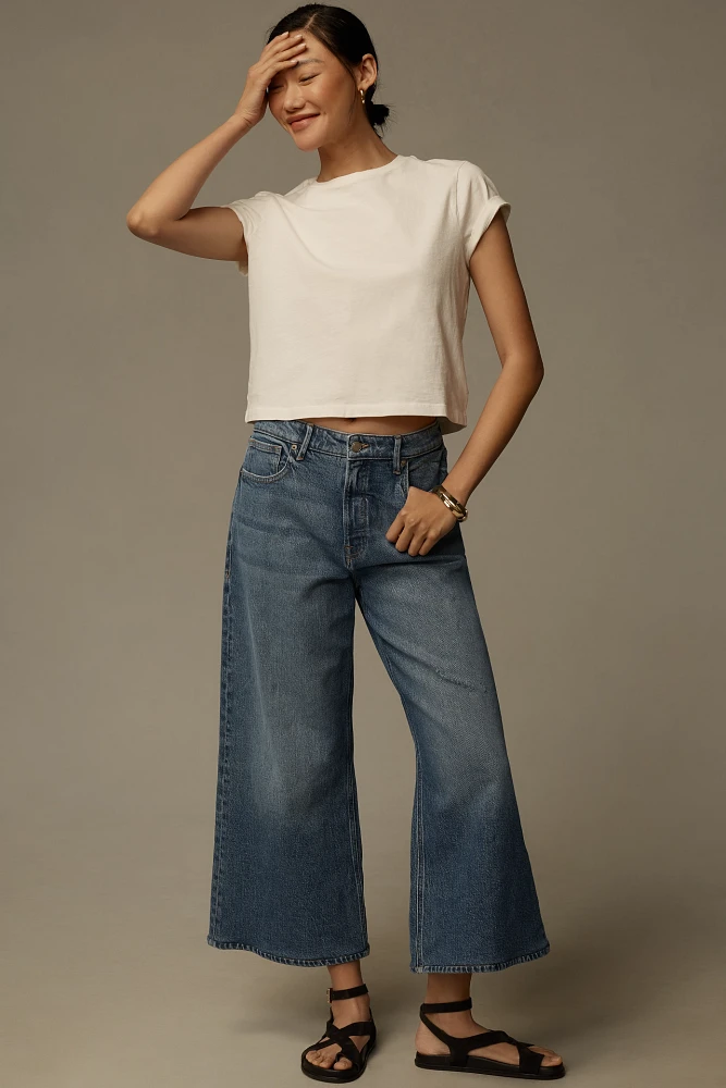 Good American x Anthropologie Ease High-Rise Crop Wide-Leg Jeans