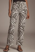 Good American Icon High-Rise Straight-Leg Zebra Jeans