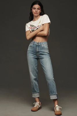 Le Jean Easy Slim Cuffed Mid-Rise Straight-Leg Jeans