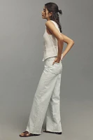 LE JEAN High-Rise Wide-Leg Bow Embroidery Jeans