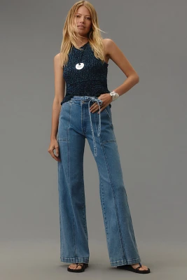 Hudson Tie-Waist High-Rise Wide-Leg Trouser Jeans