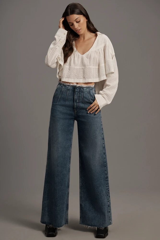 Hudson James High-Rise Darted Wide-Leg Petite Jeans